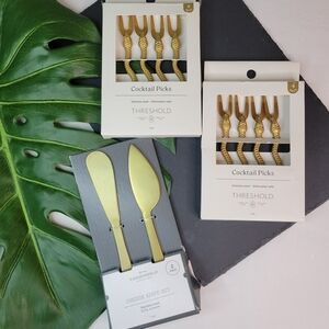 Threshold Gold Cocktail Picks and Cheese Knife Set